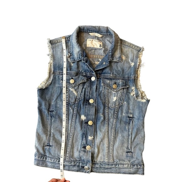 Rag & Bone Tattered Indigo Distressed Denim Jean Vest Size Small - Picture 5 of 6